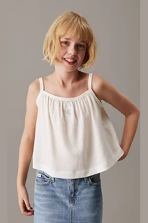 Calvin Klein Top ampio con spalline i tessuto increspato