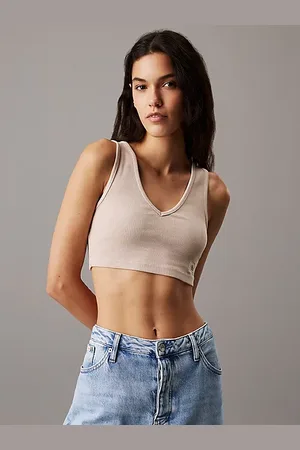 Calvin Klein Top a brassière in cotone a costine slim