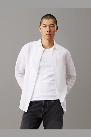 Calvin Klein Camicia a righe in cotone e lino