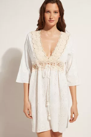 Calzedonia Donna Vestiti paillettes - Abito in Pizzo Sangallo con Paillettes Donna Velikost M
