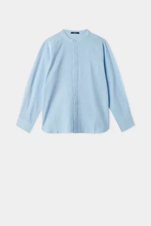 Tezenis Bambino Camicie a maniche lunghe - Camicia Bimbo Manica Lunga Tela Cotone Collo Coreana Bambino Taglia 10-11
