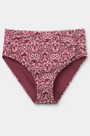 Calzedonia Slip Alto Contenitivo Costume Botanic Bordeaux Donna
