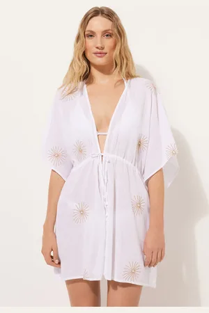 Calzedonia Caftano in Cotone con Ricami Eleganti Donna