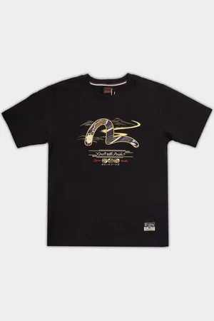 Evisu T-Shirt Seagull Brocade Applique Nera