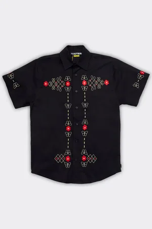 IUTER Camicia a Maniche Corte Western Nera