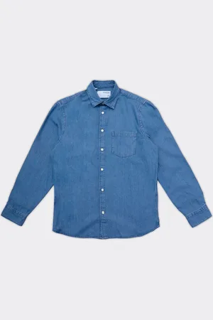 SELECTED Camicia Denim Carlo Blu