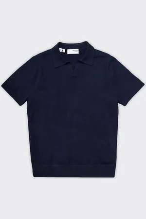 SELECTED Polo Teller SS Knit Blu
