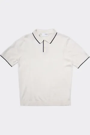 SELECTED Polo Mattis SS Knit Egret