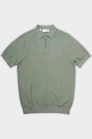 SELECTED Polo Cran Knit Half Zip Verde