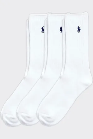 Ralph Lauren Calze Logo 3 Pack Bianche
