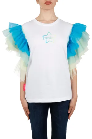 TEENIDOL Tshirt In Cotone Con Rouches