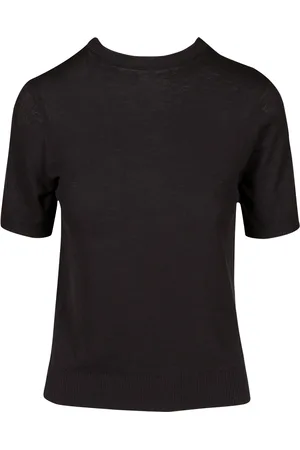DOU DOU Tshirt "merlo" Nera In Maglia Di Cotone E Seta
