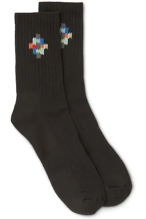 MARCELO BURLON Calzini Corti "cross" In Misto Cotone Neri