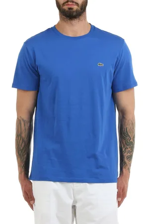 Lacoste Tshirt Celeste In Cotone Pima Ultra Leggero