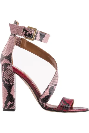 PARIS TEXAS Sandali In Pelle Pitonata Gialla E Rosa