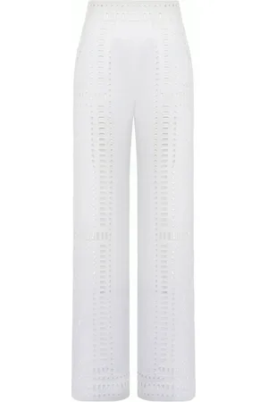 Alberta Ferretti Pantalone In Cotone Broderie Anglaise Mandala
