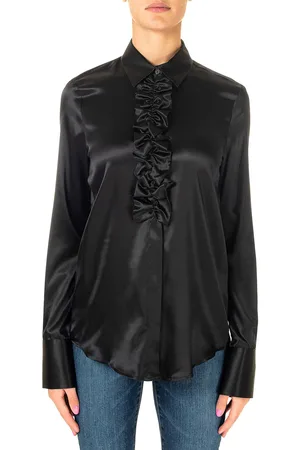 DOU DOU Camicia Nera In Seta Modello Olmo06