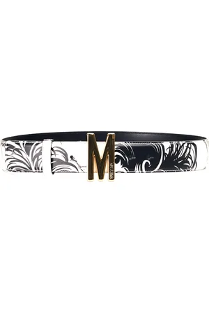 Moschino Cintura Bianca E Nera Con Logo "m" In Oro