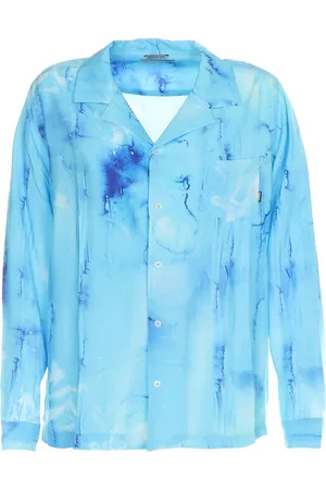 D.A. Daniele Alessandrini Camicia Con Fantasia Azzurra In Rayon