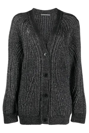 Alberta Ferretti Cardigan Grigio In Misto Lana