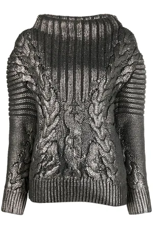 Alberta Ferretti Maglia Grigia In Lana A Collo Alto
