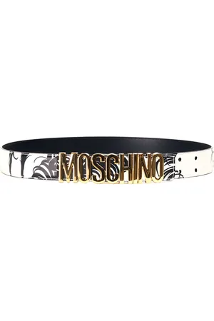 Moschino Cintura Bianca E Nera Con Logo In Oro