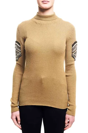 Dondup Maglia Cammello In Misto Lana Collo Alto