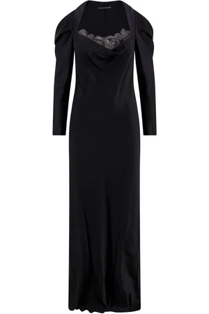 Alberta Ferretti Abito Lungo Con Inserto In Pizzo