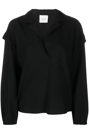 ALYSI Blusa Morbida Nera In Tela Di Lana
