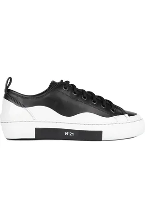 Nº21 Sneakers Nera E Bianca In Pelle Con Logo