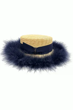 Borsalino Cappello In Paglia Con Dettagli Piume