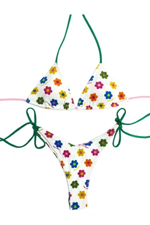MC2 SAINT BARTH Bikini Triangolo Happy Daisy In Cotone