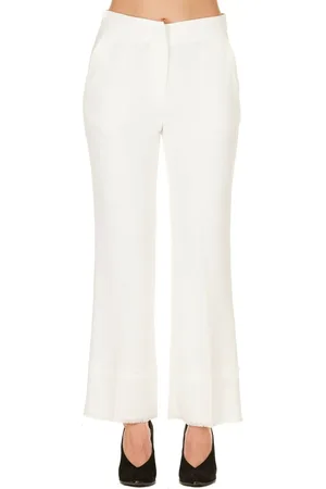 Kaos Pantalone Bianco Con Fondo Sfrangiato