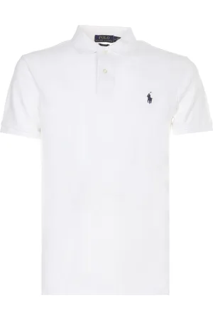 Ralph Lauren Polo Bianca Slim Fit In Cotone Con Ricamo Logo Frontale