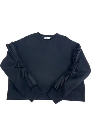WEILI ZHENG Felpa Nera Oversize In Misto Cotone