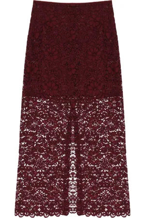 Imperial Gonna Bordeaux Midi In Pizzo Di Misto Cotone