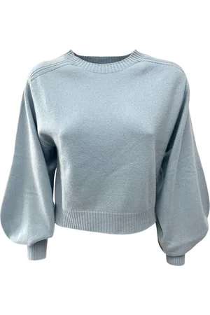 Alberta Ferretti Maglia Celeste In Cashmere E Lana