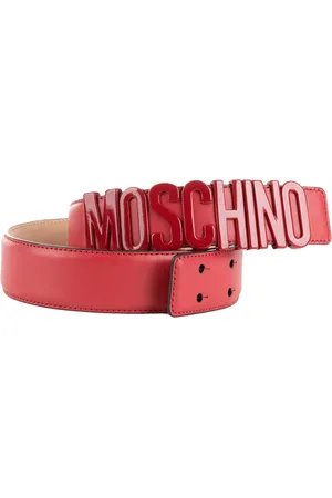 Moschino Cintura Ciliegio In Pelle Con Logo