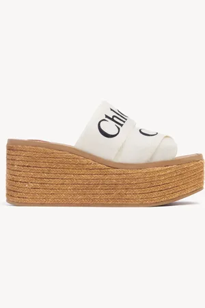 Chloé Espadrillas con zeppa Woody Taglia 40 90% Lino, 10% Poliestere, Quercus suber, coltivata, COO Spagna, Juta