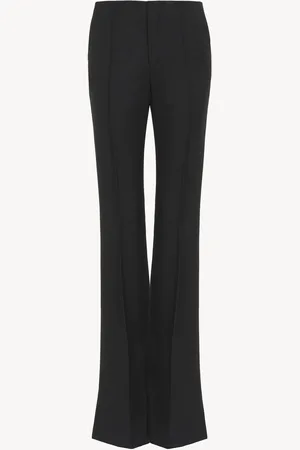 Chloé Pantaloni con orlo asimmetrico in lana grain de poudre Taglia 44 100% Lana Vergine
