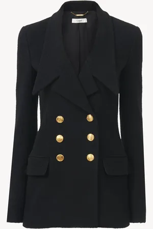 Chloé Giacca stile cardigan doppiopetto in micro bouclé di lana Taglia 40 100% Lana, Corno Bubalus Bubalis, domestico, COO India