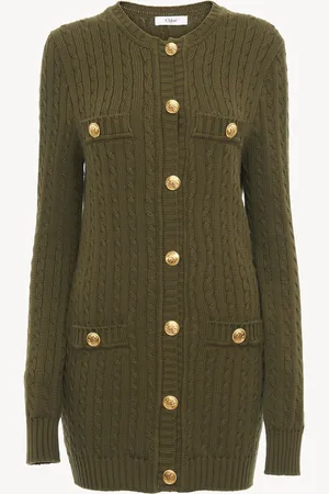 Chloé Cardigan utilitario a maglia intrecciata in cotone Taglia M 100% Cotone