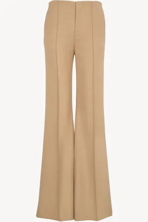 Chloé Pantaloni con orlo asimmetrico in lana grain de poudre Taglia 44 100% Lana Vergine