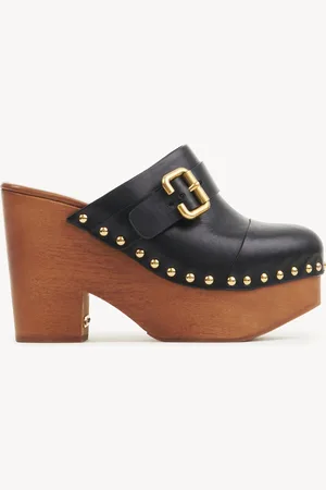 Chloé Zoccoli con zeppa Jeannette Taglia 38 100% Pelle di vitello, Pterocarpus soyauxii, coltivata, COO Camerun