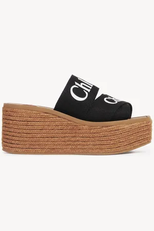 Chloé Espadrillas con zeppa Woody Taglia 35 90% Lino, 10% Poliestere, Quercus suber, coltivata, COO Spagna