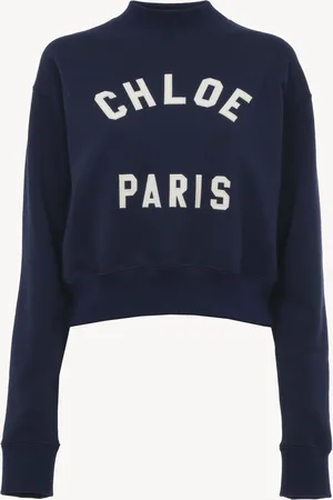 Chloé Pullover con logo e collo a lupetto in pile di cotone Taglia M 100% Cotone