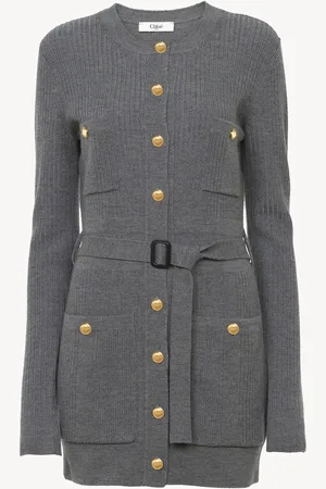 Chloé Cardigan lungo aderente in maglia di lana Taglia L 81% Lana, 19% Viscosa