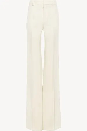 Chloé Pantaloni svasati a vita alta in lana grain de poudre Taglia 44 100% Lana
