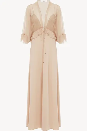 Chloé Abito lungo con scollo a V in crêpe satin Taglia 42 100% Seta