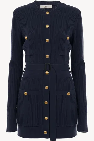 Chloé Cardigan lungo aderente in maglia di lana Taglia S 81% Lana, 19% Viscosa